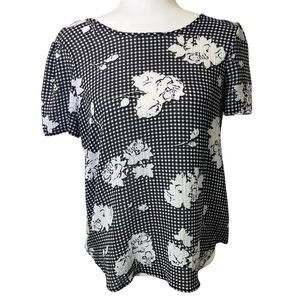 Spense Black & White Floral Top Size M